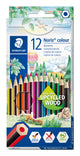 Staedtler Noris colour 185 Sort, Blå, Brun, Grøn, Lyse Blå, Lysegrøn, Magenta, Orange, Fersken, Rød, Violet, Gul 12 stk