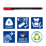 Staedtler 334 C10 fineliner Superfin Sort, Blå, Brun, Grøn, Lyse Blå, Lysegrøn, Orange, Lyserød, Rød, Gul 10 stk