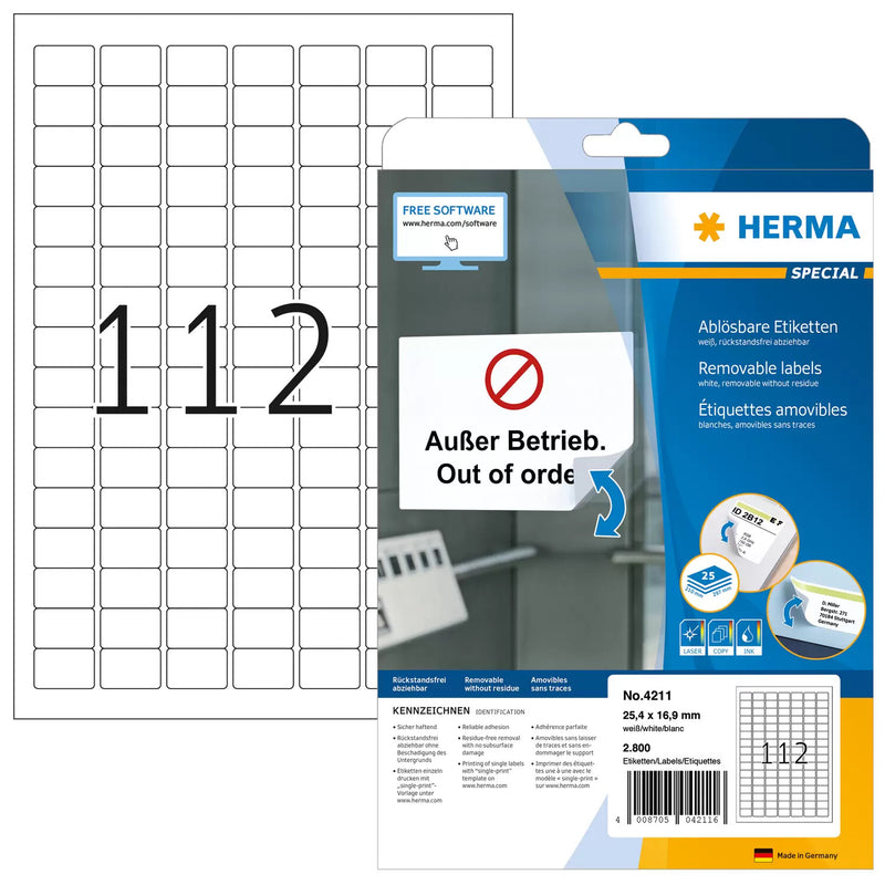 HERMA 4211 print etiket Hvid Selvklæbende printeretiket