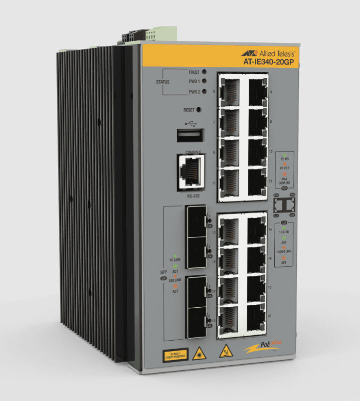 Allied Telesis AT-IE340-20GP-980 netværksswitch Administreret L3 Gigabit Ethernet (10/100/1000) Strøm over Ethernet (PoE) Grå