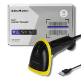 Qoltec 50860 stregkodelæser Håndholdt stregkodelæser 1D Laser Sort, Gul