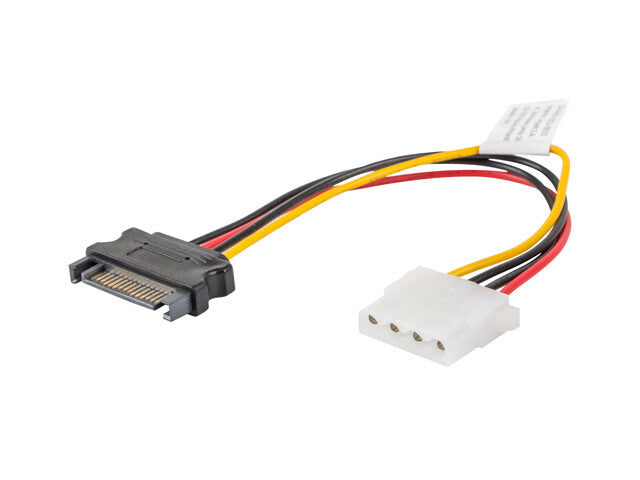 Lanberg CA-SAHD-10CU-0015 SATA-kabel 0,15 m Molex (4-pin) SATA 15-stik Sort, Rød, Gul