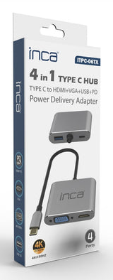Inca ITPC-06TX interface hub USB Type-C 5000 Mbit/s Grå