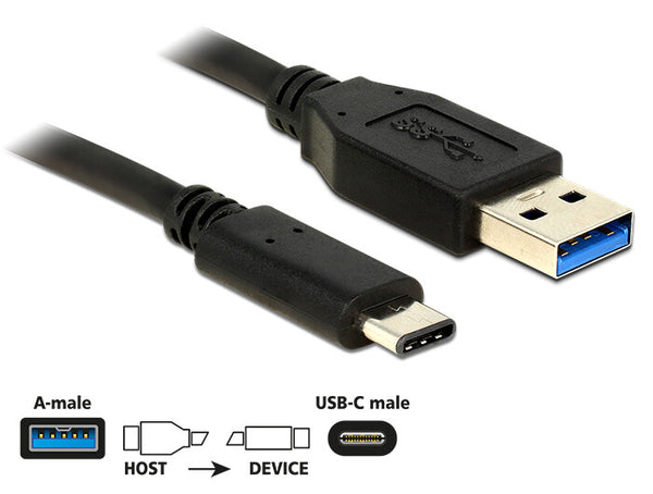 DeLOCK 0.5m USB3.1-C/USB3.1-A USB-kabel USB 3.2 Gen 2 (3.1 Gen 2) 0,5 m USB A USB C 10 Gbit/sek. Sort