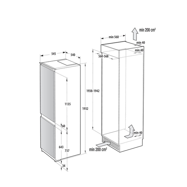 Gorenje Integreret køle /fryseskab med design til et rent og sammenhængende køkkenudtryk. Multiflow 360° sikrer jævn køling, mens NoFrost Dual forhindrer isdannelse uden afrimning. AdaptTech sikrer stabile temperaturer baseret på daglig brug.