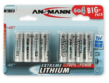 Ansmann 4+4 Lithium AA Engangsbatteri