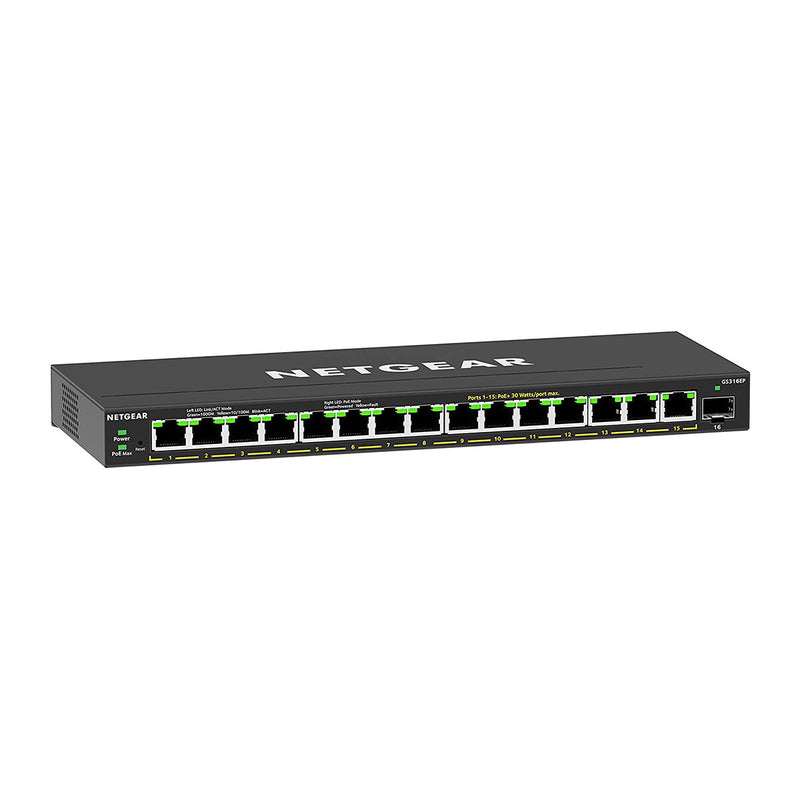 NETGEAR GS316EP Administreret Gigabit Ethernet (10/100/1000) Strøm over Ethernet (PoE) Sort