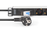 Digitus DN-95439 strømforsyningsenhed (PDU) 7 AC stikkontakt(er) 1U Sort, Sølv
