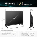 Hisense 40A4Q 101,6 cm (40") Fuld HD Smart TV Wi-Fi Sort 200 cd/m²