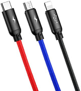 Baseus CAMLT-ASY01 USB-kabel 0,3 m USB A USB C/Micro USB A/Lightning Sort