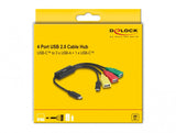 DeLOCK 64203 kabel kønsskifter USB Type-C 3 x USB-A female + 1 x USB-C Flerfarvet