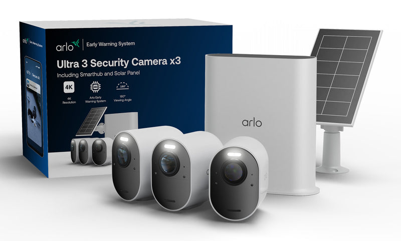 Arlo Ultra 3 Security Camera 3-cam kit + Solar Panel IP-sikkerhedskamera Udendørs 3840 x 2160 pixel Loft/væg
