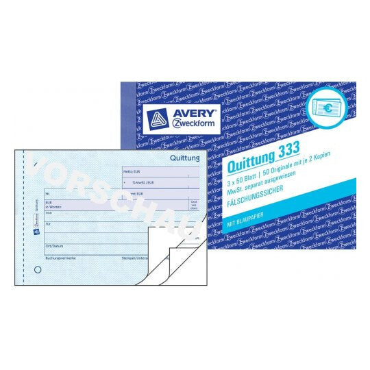Avery 333 billet og billetrulle 150 stk