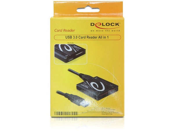 DeLOCK USB 3.0 Card Reader All in 1 kortlæser USB 3.2 Gen 1 (3.1 Gen 1) Sort