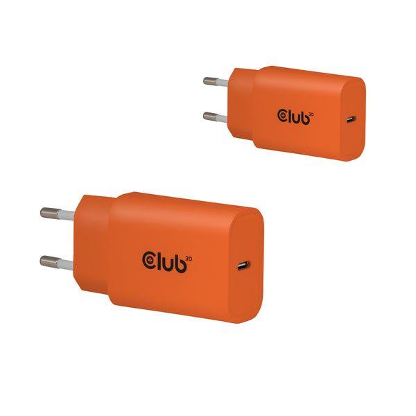 CLUB3D CAC-3023 oplader til mobil enhed Smartphone, Universel Orange Vekselstrøm Hurtig opladning Indendørs