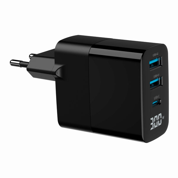 Gembird TA-UC-PDQC30LCD-BK-02 oplader til mobil enhed Universel Sort Vekselstrøm Hurtig opladning Indendørs