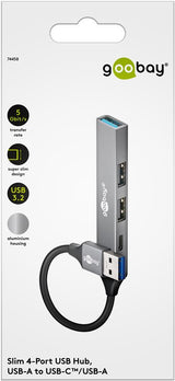 Goobay 74458 interface hub USB 3.2 Gen 1 (3.1 Gen 1) Type-A 5000 Mbit/s Lys grå
