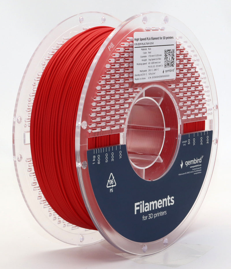 Gembird 3DP-PLA1.75HY-01-R 3D print materiale Polymælkesyre (PLA) Rød 1 kg