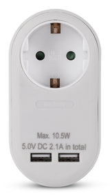 Entac EPAG-1EE-2USB-W strømstik adapter Type F Hvid
