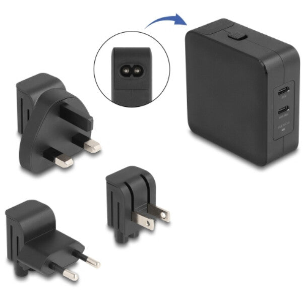 DeLOCK 41443 oplader til mobil enhed Universel Sort Vekselstrøm Indendørs