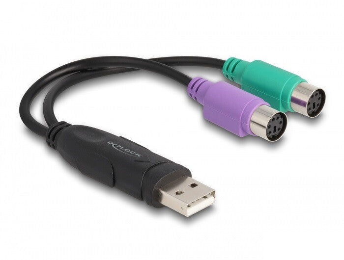 DeLOCK 61051 PS/2-kabel 0,17 m 2x 6-p Mini-DIN USB A Sort, Grøn, Lilla