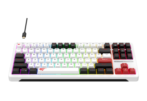 Havit KB902L tastatur Spil USB QWERTY Sort, Rød, Hvid