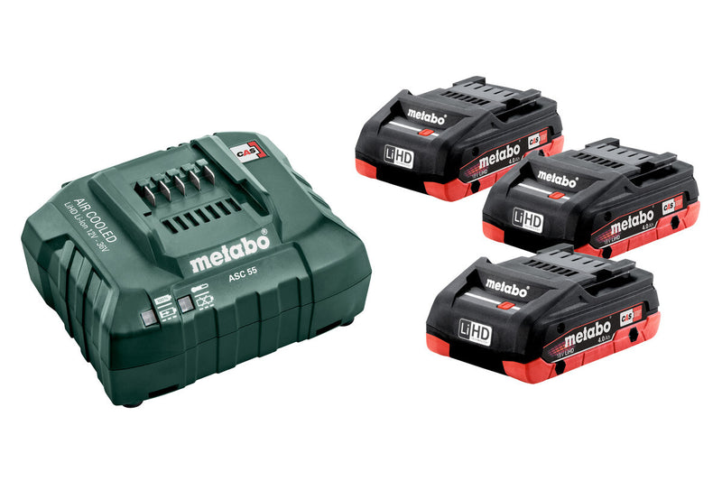 Metabo BASIC SET 3 X LIHD 4.0 AH Batteri- og opladersæt