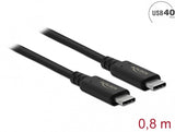 DeLOCK 86979 USB-kabel USB4 Gen 3x2 0,8 m USB C 40 Gbit/sek. 100 W Sort