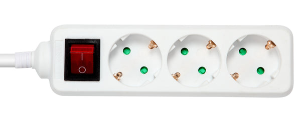 Deltaco Earthed power strip power switch, 3x CEE 7/3, 1x CEE 7/7 3m