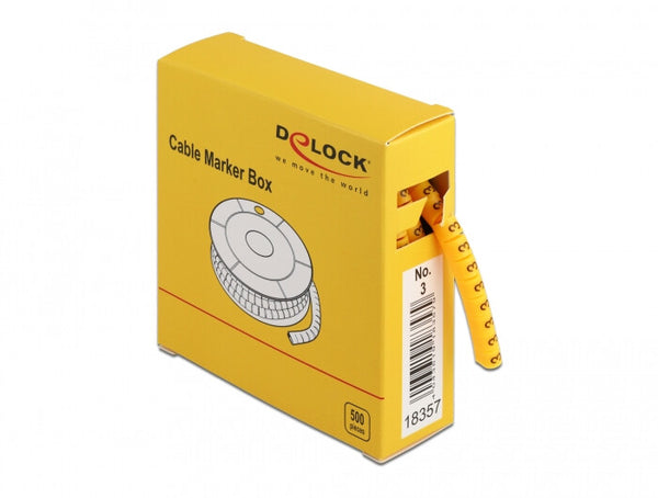 DeLOCK 18357 kabelmarkering Gul 500 stk