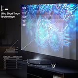 Hisense PL1SE projektion-tv Ultrakort projektor med kort projiceringsafstand 2100 ANSI lumens UHD 4K (3840x2160) Sort, Mørkegrå