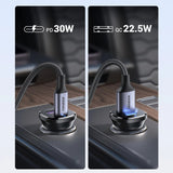 Ugreen Ladowarka samochodowa EC305 USB-C + USB, 30W (czarna) Smartphone, Tablet Sort Cigartænder Automatisk