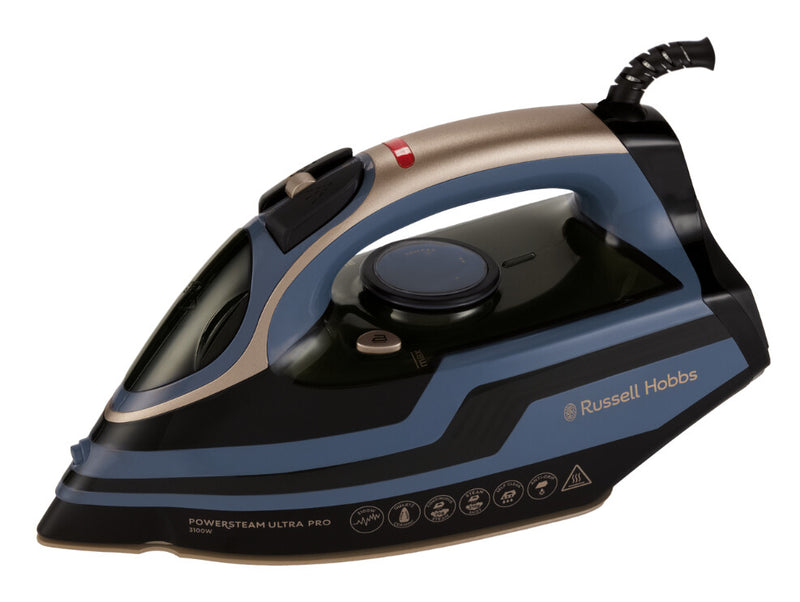 Russell Hobbs Powersteam Ultra Pro Dampstrygejern Keramisk strygesål 3100 W Sort, Blå