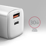Axagon ACU-PQ30W Ladegerät QC3.0.4.0/AFC/FCP/PPS/Apple+ PD USB-C 30W - weiß - USB Typ C Mobiltelefon, Smartphone, SmartWatch, Tablet, Universel Hvid Vekselstrøm Hurtig opladning Indendørs