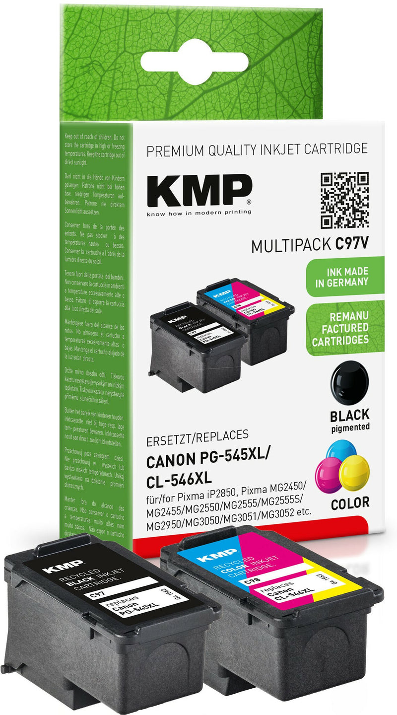KMP C97V blækpatron 2 stk Kompatibel Højt (XL) udbytte Sort, Blå, Magenta, Gul