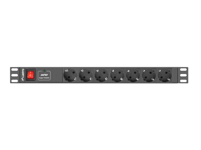 Lanberg PDU-07F-0200-IEC-BK strømforsyningsenhed (PDU) 7 AC stikkontakt(er) 1U Sort
