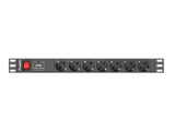 Lanberg PDU-07F-0200-BK strømforsyningsenhed (PDU) 7 AC stikkontakt(er) 1U Sort