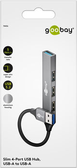 Goobay 74456 interface hub USB 3.2 Gen 1 (3.1 Gen 1) Type-A 5000 Mbit/s Lys grå