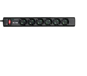Eaton PS6D overspændingsbeskytter Sort, Hvid 6 AC stikkontakt(er) 220 - 250 V 1 m