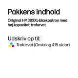 HP Original 303XL-blækpatron med høj kapacitet, trefarvet