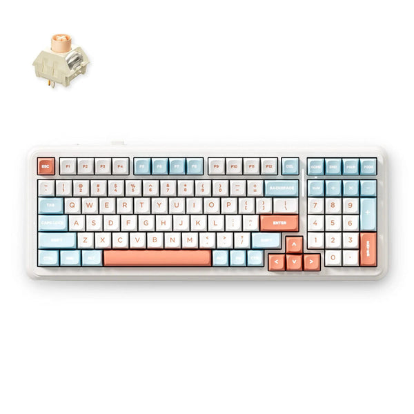 MCHOSE K99 V2 tastatur Spil USB + RF Wireless + Bluetooth Orange, Hvid