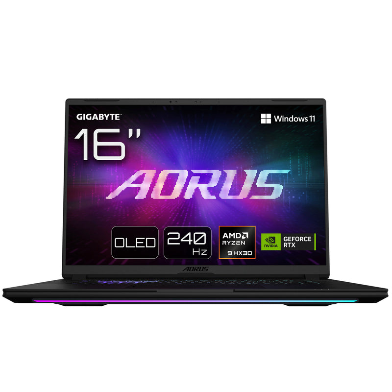 GIGABYTE AORUS MASTER 16 6YJM5DEE65SP laptop AMD Ryzen™ 9 9955HX3D 40,6 cm (16") WQXGA 32 GB DDR5-SDRAM 2 TB SSD NVIDIA GeForce RTX 5080 Laptop GPU Wi-Fi 7 (802.11be) Windows 11 Pro Sort Tysk