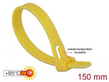 DeLOCK 18760 kabelsamler Udløselig kabelbinder Nylon Gul 100 stk