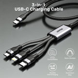 UNITEK 3-in-1 USB-C to USB-kabel USB 2.0 1,5 m USB C USB C/Micro-USB B/Lightning 0,48 Gbit/sek. 20 W Sort