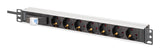 Digitus DN-95439 strømforsyningsenhed (PDU) 7 AC stikkontakt(er) 1U Sort, Sølv