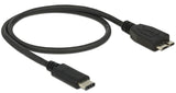 DeLOCK 0.5m USB3.1 C - MicroUSB3.1 B USB-kabel USB 3.2 Gen 2 (3.1 Gen 2) 0,5 m USB C Micro-USB B 10 Gbit/sek. Sort