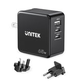 UNITEK P1117B oplader til mobil enhed Universel Sort Vekselstrøm Hurtig opladning Indendørs