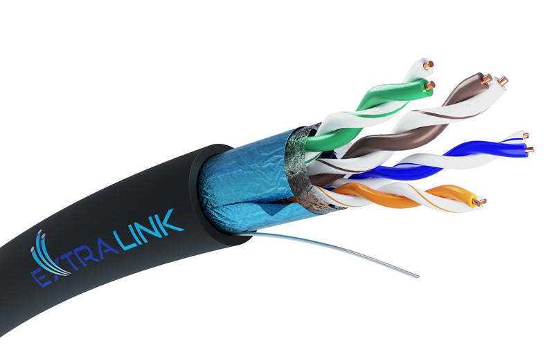 Extralink CAT5E FTP (F/UTP) V2 OUTDOOR TWISTED PAIR 100M netværkskabel Sort F/UTP (FTP)
