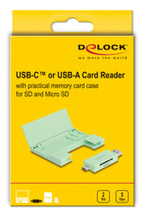 DeLOCK 91015 kortlæser USB 3.2 Gen 1 (3.1 Gen 1) Type-A/Type-C Mintfarve