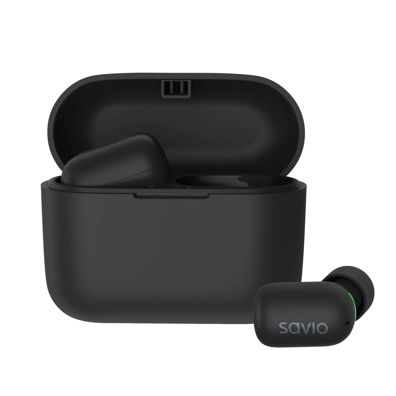 Savio TWS-09 hovedtelefoner/headset True Wireless Stereo (TWS) I ørerne Opkald/musik Bluetooth Sort